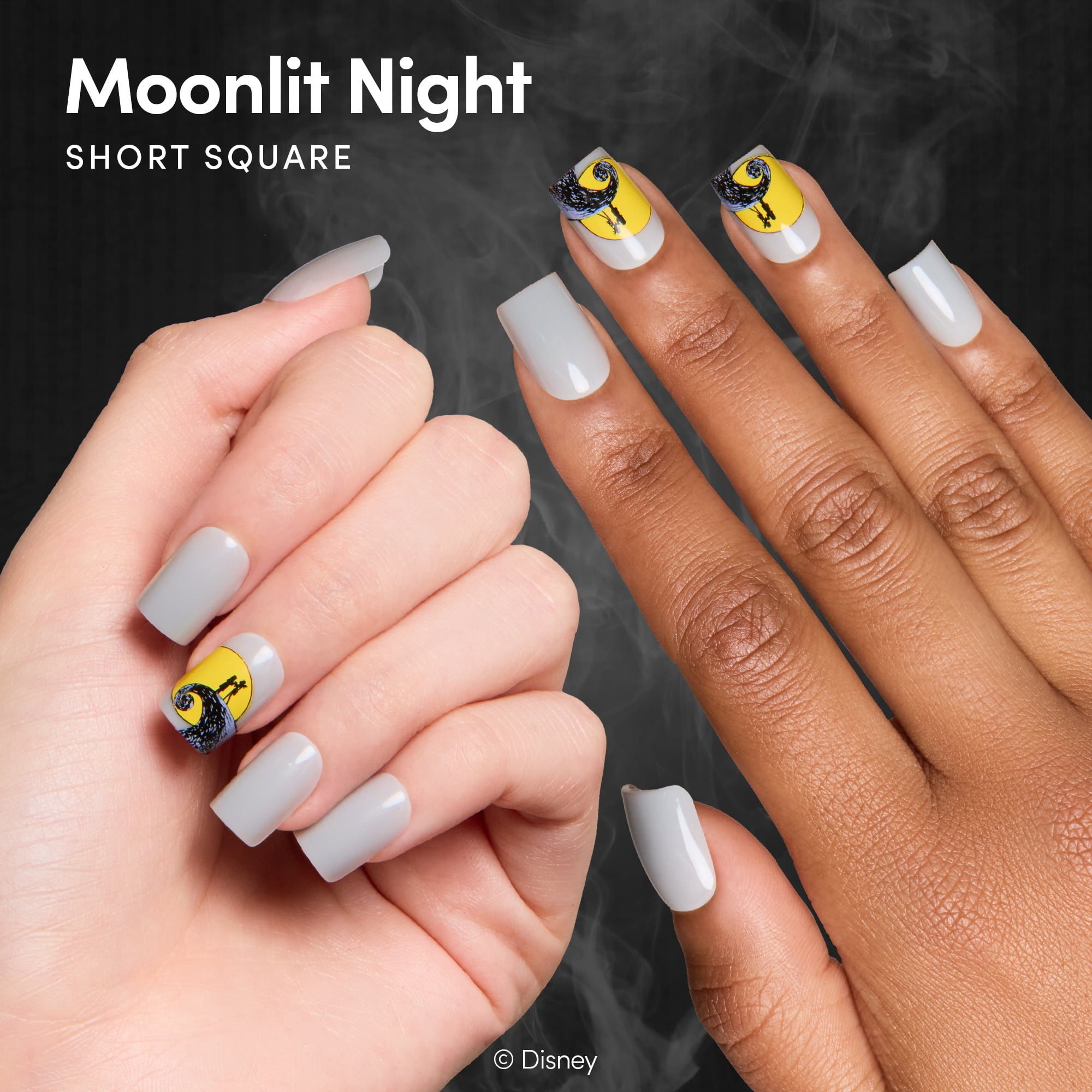 DIGI by Glamnetic x Nightmare Before Christmas Short Square Press-on Nails, Moonlit Night, 24 Pieces
