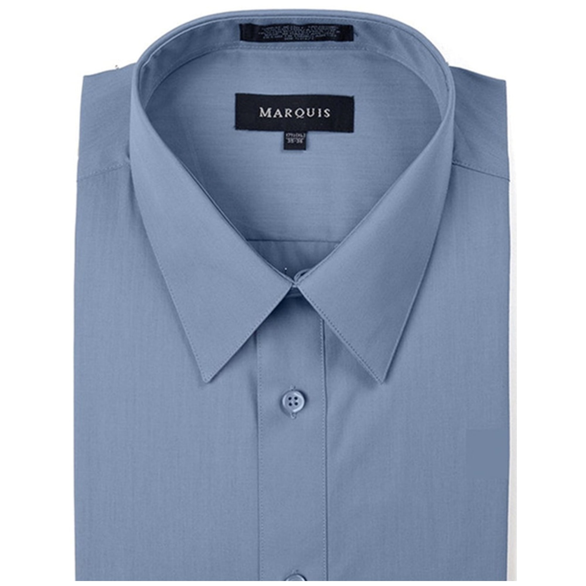 Dakloos Antagonisme walvis Marquis Men's Steel Blue Long Sleeve Slim Fit Dress Shirt N 15.5, S 34-35 -  Walmart.com