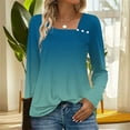 thumbnail image 2 of Htigea Women's Fall Shirts Gradient Color Long Sleeve Boho Tops Casual Loose Fit Blouse with Buttons Green XXXL, 2 of 7