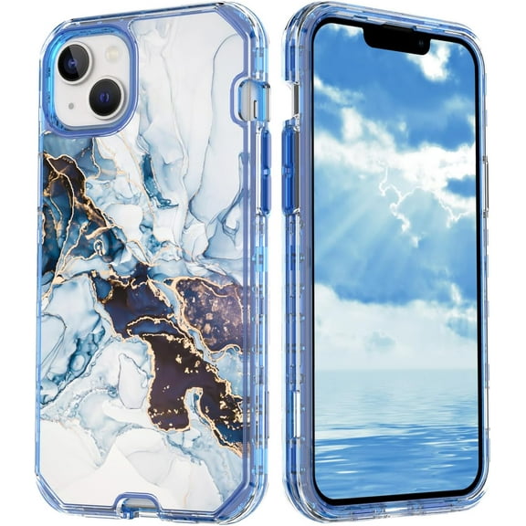 Case for iPhone 12,Plating Marble Military Grade Rugged Heavy Duty Full Body 3 in 1 TPU PC Portection Shockproof Protective Phone Case for iPhone 12,6.1 inch 2020 (Marble White)