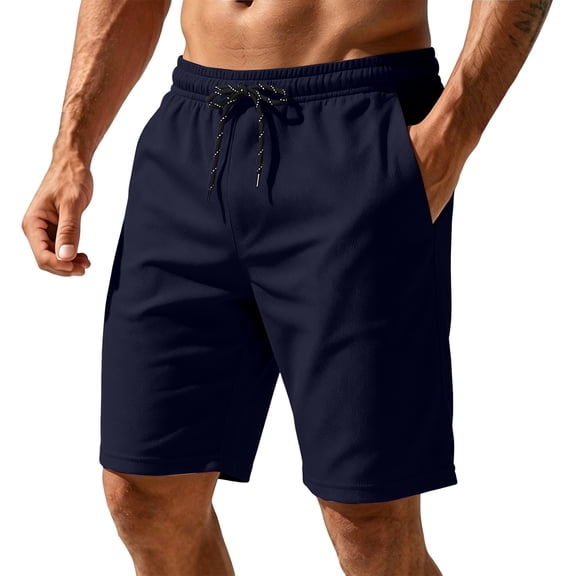 Homeyce 5" Athletic Running Shorts for Men Quick Dry Elastic Waist Shorts Lightweight Gym Workout Hiking Shorts with Side Pockets Drawstring Clothes,Blue XL