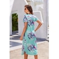 thumbnail image 5 of Oudiya Women Long Nightgown Short Sleeve House Dress Pleated Full Length Moo Moos Loungwear S-4XL, 5 of 6