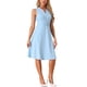 thumbnail image 4 of Vestido de oficina INSPIRE CHIC para mujer, con cinturón, escote en V, sin mangas, color azul claro M, 4 of 5