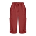 thumbnail image 4 of NinXxx Women's High Waisted Slim Wide Leg Cropped Slacks Thin Medium Red L, 4 of 6