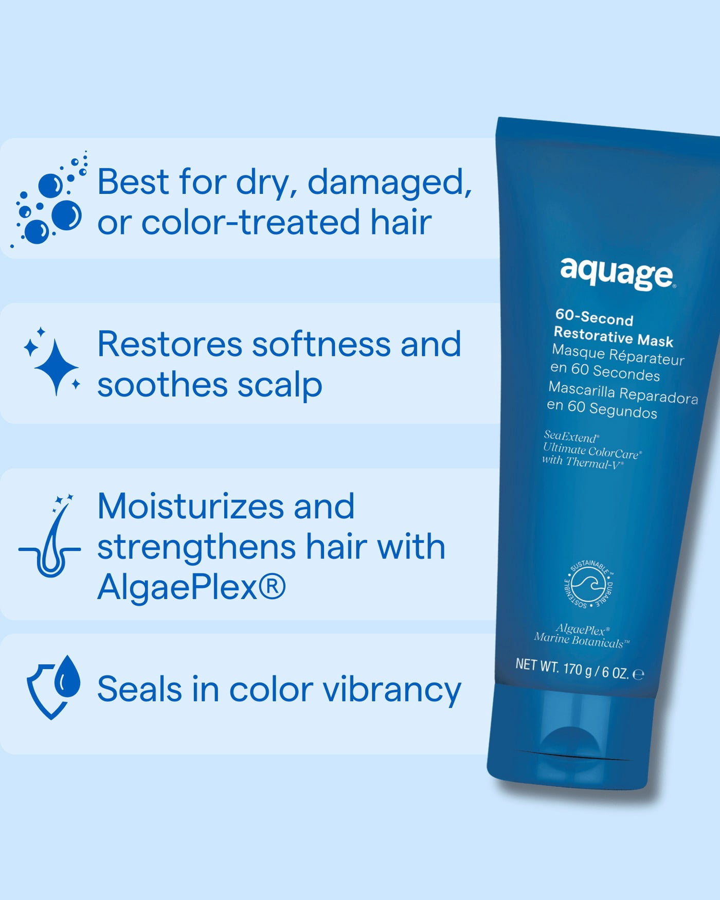 Aquage 60 Second Restorative Mask, 6 oz 3 Pack