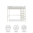 Mainstays Metal Storage Loft Bed with Book Case, Twin Bunk, Off White