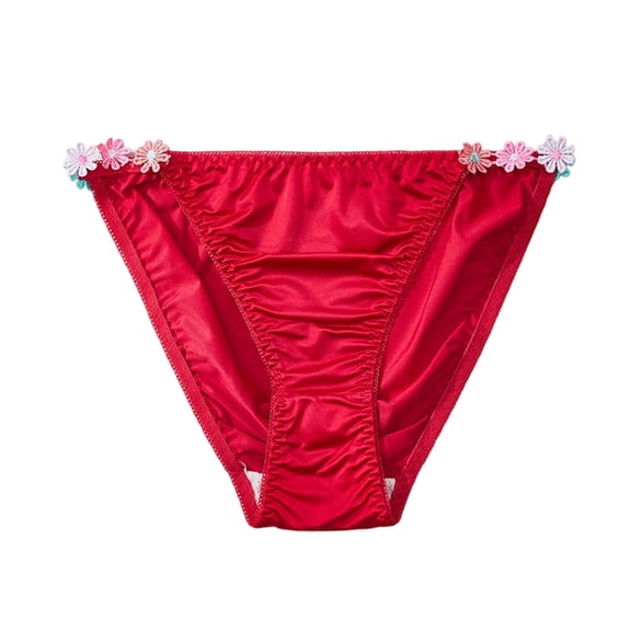 IFNWSV Underwear for Women Low Rise Solid Color Floral String Breathable Bikini Panties Comfort Fit Wine M