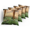 thumbnail image 5 of Ambesonne Nature Throw Pillow Cover 4 Pack, Enchanted Woods Sunset, 18", Multicolor, 5 of 7