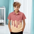 thumbnail image 2 of CPNG Boys Summer Shirt Comfortable Fashion Funny Ice Cream Print Short Sleeve Loose Lapel Buttoned Shirts(Watermelon Red,6-7 Years), 2 of 7