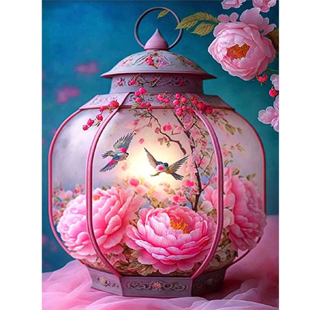 Pintura de diamante 5D DIY Taladro redondo completo Flor Pájaro Linterna Kit Decoración (sz3483) Hugtrwg Para estrenar