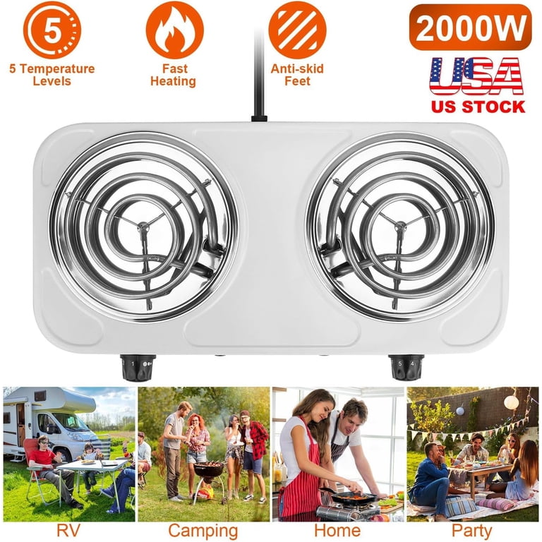Savaletor 2000W Dual-Coil Electric Hot Plate, White photo 7