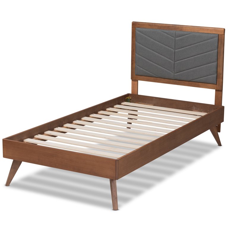 Baxton Studio Dark Grey and Walnut brown Finished Wood Twin Size Platform Bed