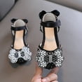 thumbnail image 2 of Quealent Toddler Girls Sandal Girls Sandals Size 3 Big Girls Girls Dress Shoes Cute Bow Mary Jane Shoes Ballerina with Satin Girls High Heel Sandals Black 8, 2 of 5