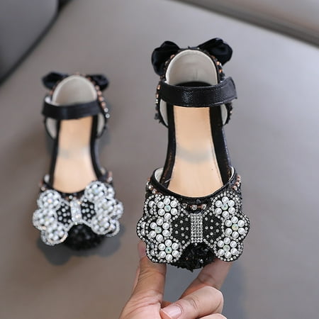 

Gubotare Sandals Girl Comfortable Girls Sandals Open Toe Kids Summer Flat Sandals Casual Fashion Dress Shoes (Black 12)