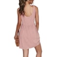 thumbnail image 2 of Women Summer Dress Sexy Scoop Neck Tie Shoulder Strap A-Line Skater Swing Mini Dress Sleeveless, 2 of 5