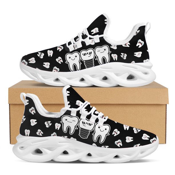 Zapatillas deportivas con estampado de diente de corona y degradado, cómodas y a la moda, con cordones, para enfermería, para exteriores, de tendencia urbana, transpirables y planas.