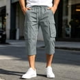thumbnail image 6 of Domuza Men's Capri Pants with Pockets Quick Dry Cargo Outdoor Hiking Work Summer Long Shorts Below Knee Gray M, 6 of 6