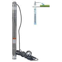 1/2HP Deep Well Pump, 220V/60Hz, 4.4GPM, 180ft Head Submersible Well Pumps with 46ft Electric Cord, 2" Stainless Steel Deep Well Water Pumps for Industrial, Irrigation & Home Use
