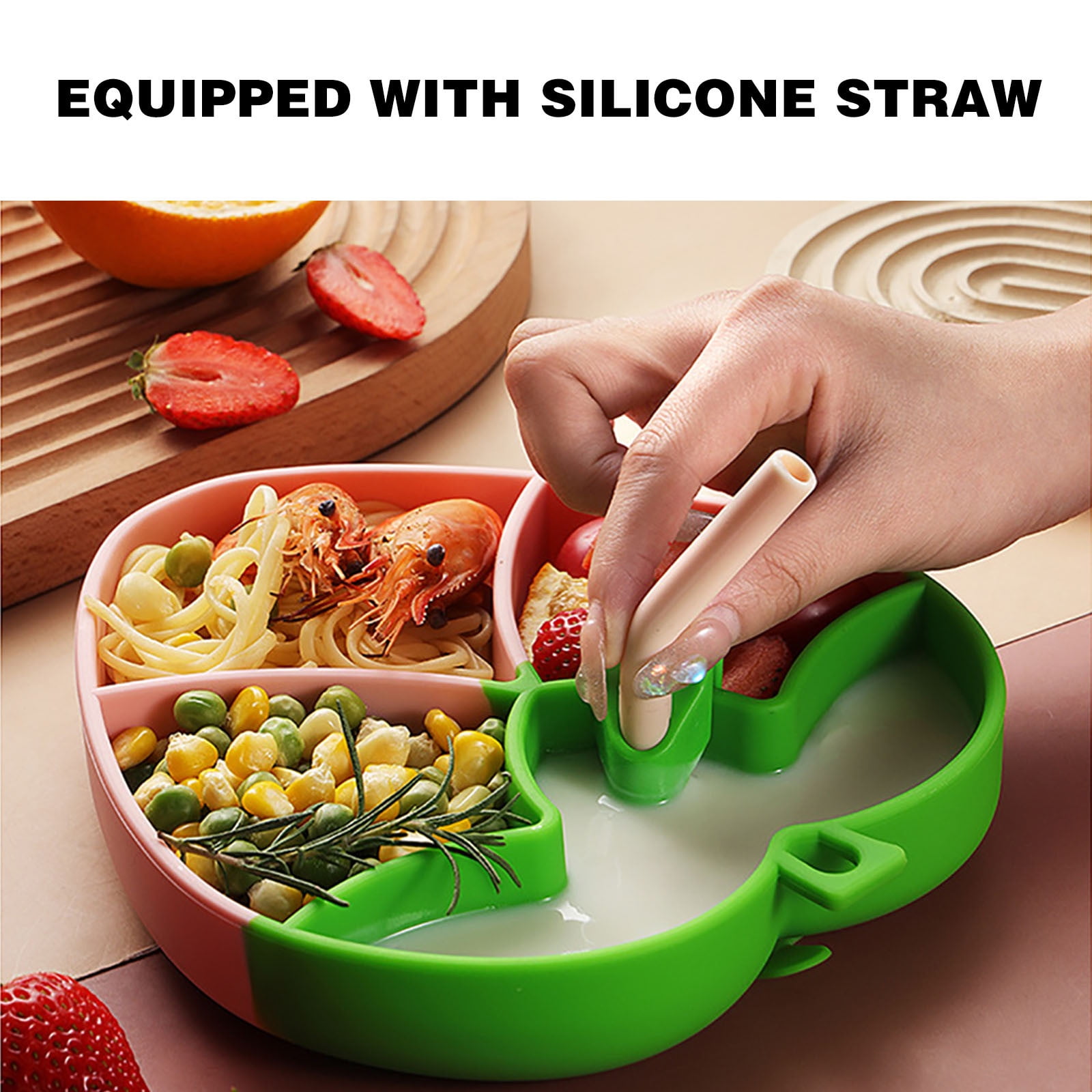 Food Grade Household Baby Food Tray With Suction Cup For Independent Eating Training Tableware(B)