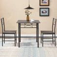 thumbnail image 6 of Aukfa 3-Piece Modern Dining Table Set, Square Table and 2 Chairs with Steel Frame - Gray, 6 of 8