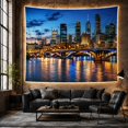 thumbnail image 6 of Urban Skyline Night with Twilight Scattered Clouds Skyscrapers, Mystical Fantasy for Space Lovers, Galaxy Room Decor, Housewarming Gift, Tapestry Wall Hanging for Bedroom and Dorm, 6 of 7