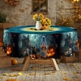 thumbnail image 2 of Langever Halloween Spooky Tablecloth 60×60" – Ghost, spider web, Wrinkle - Free Washable Cloth, Perfect for Haunted Dinner Parties, 2 of 6