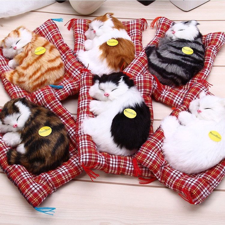Meowing Plush Sleeping Cat With Sound Press To Meow Miaow Vivid Lifelike Soft Stuffed Cat Animal Toys With Mat Walmart Canada