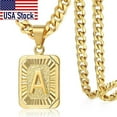 thumbnail image 2 of Pendentif Initial 26 Lettres Chaîne Gourmette Cubaine en Acier Inoxydable Doré Bijoux, 2 of 5