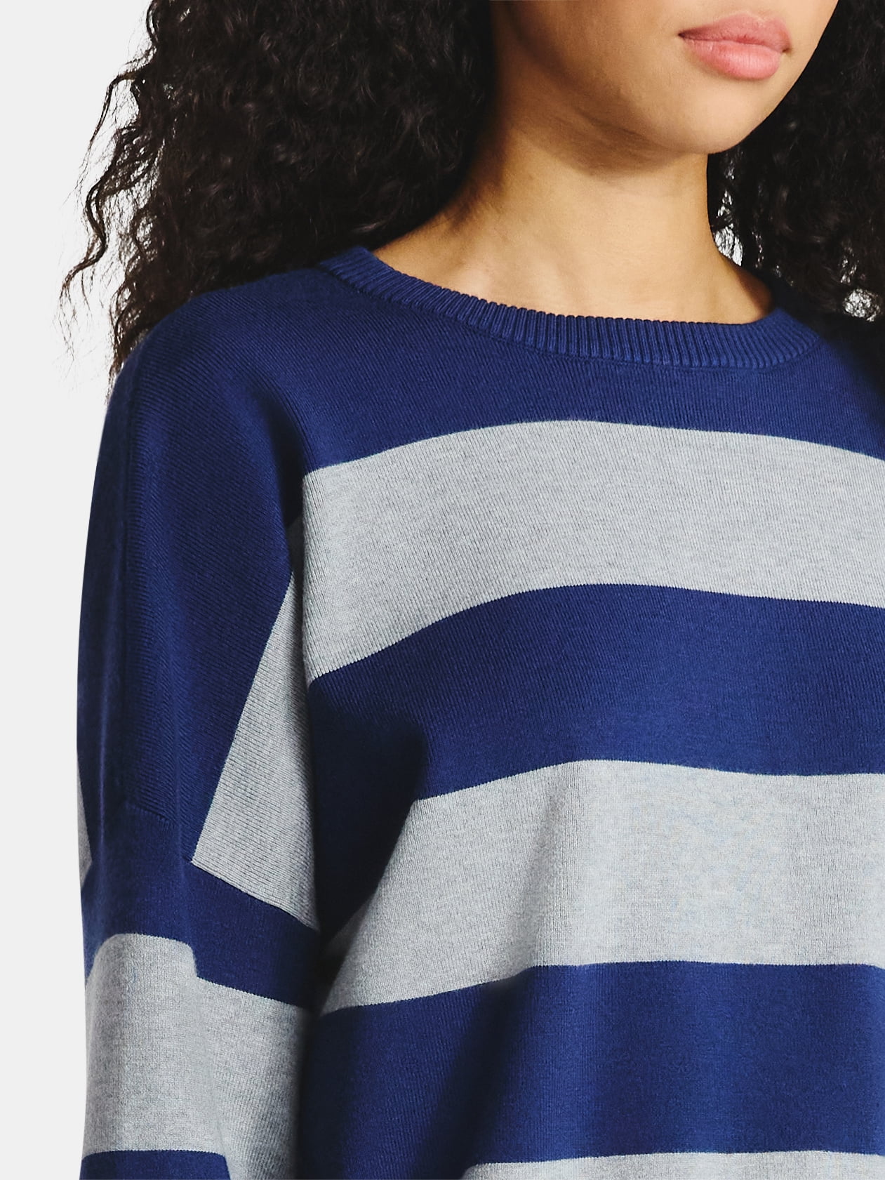 No Boundaries Striped Sweater, Lightweight, Women's