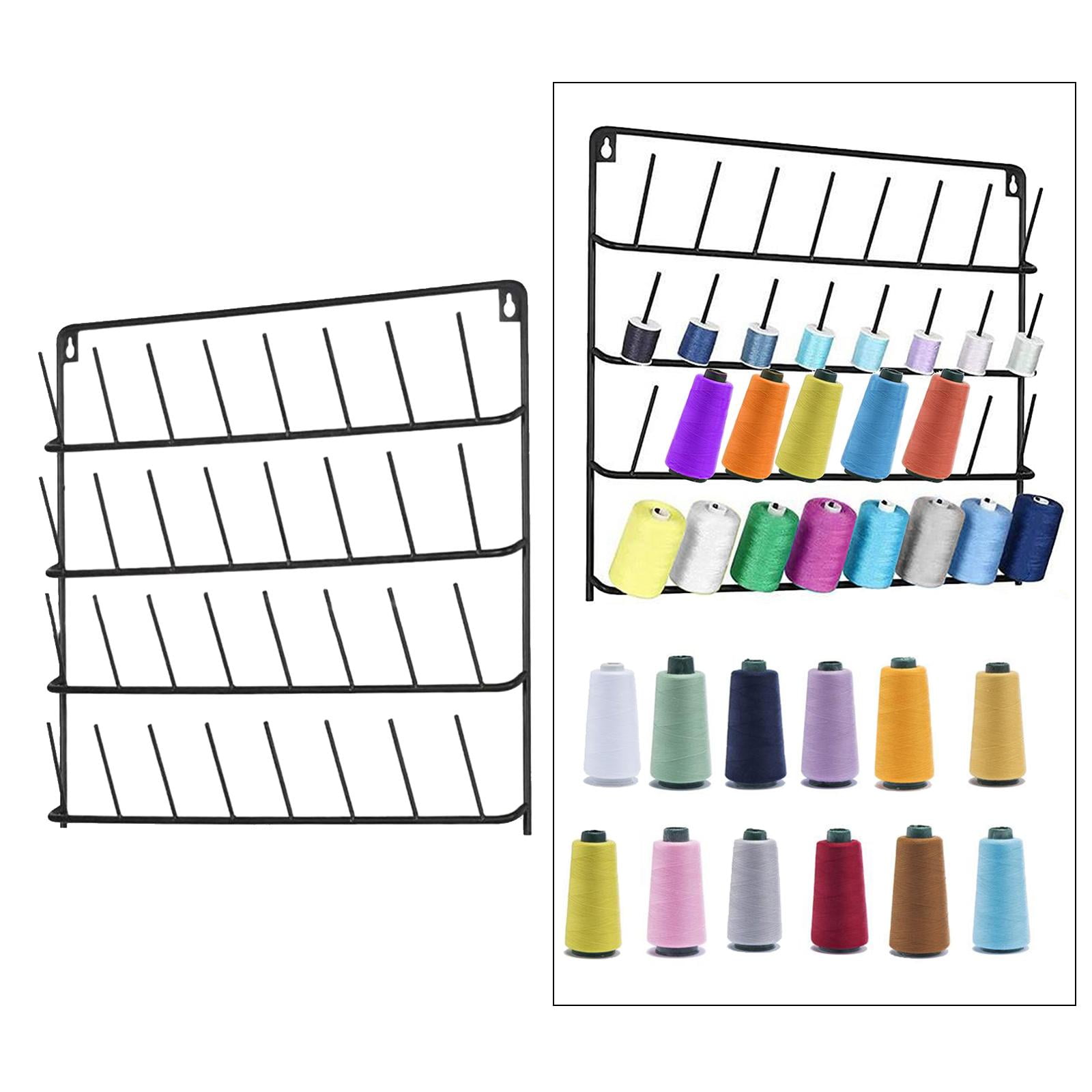 Wxqbjtam 32 Spool Iron Sewing Threads Rack Holder -Thread Organiser Stand Holder - Wall Mounted - Metal Sewing Spool Holder for Embroidery, Quilting