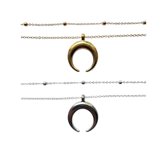 Silver and Gold Tone Moon Necklace – Women’s Fashion Jewelry by Artisan Jeweler