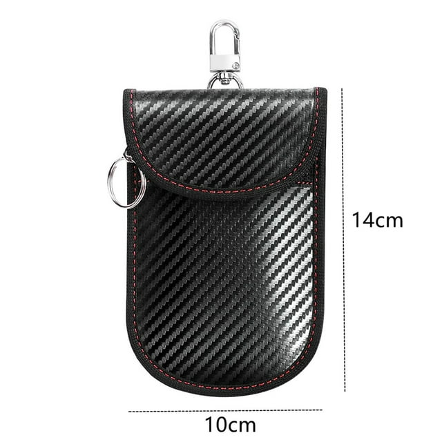 Faraday Bag for Key Fob(2 Pack), Faraday Cage Protector, Car RFID Signal Blocking Key Fob Protector, Double-Layers of Shielding Carbon Fiber Material Anti-Theft Faraday Pouch