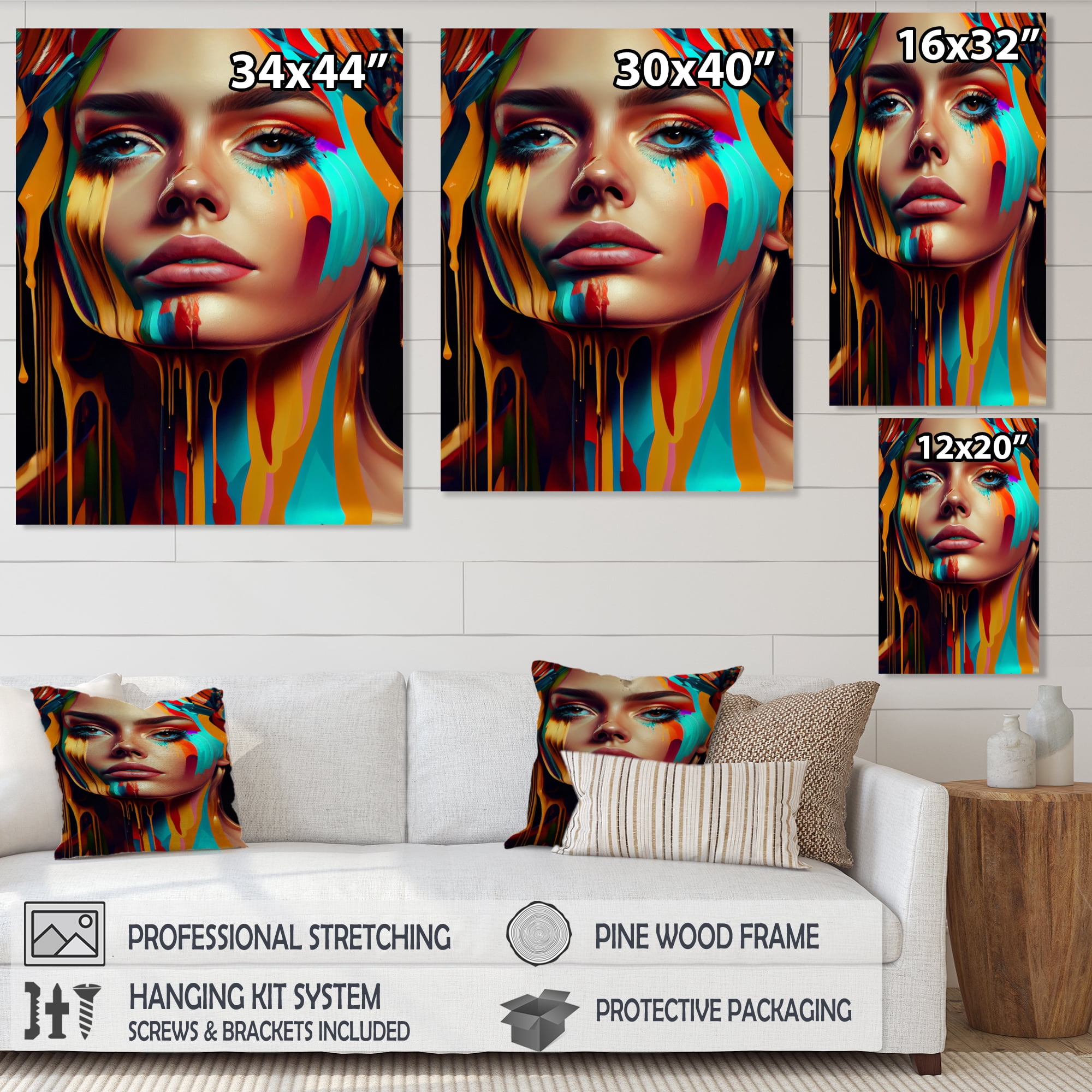 Designart Vibrant Creative Woman Portrait V Canvas Wall Art