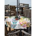 thumbnail image 2 of Outdoor Tablecloth with Umbrella Hole for Patio/Picnic/Party/Camping, Summer Surfboard Waterproof Table Cloth Round Cover Washable, Tropical Palm Tree Swimming Ring Slippers (Dia 60"), 2 of 9