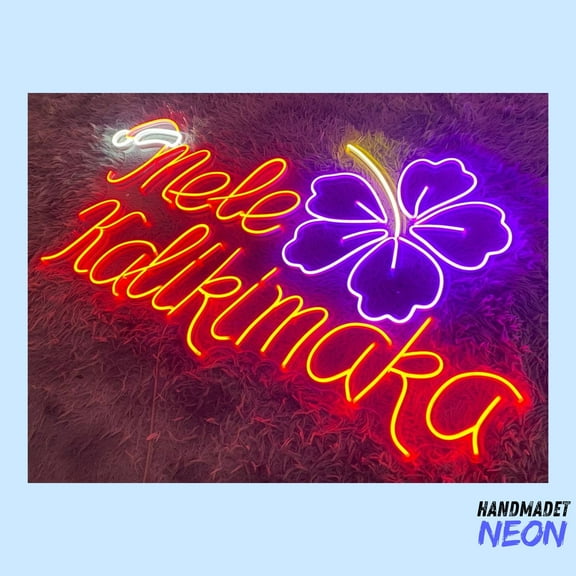 Handmadetneonsign Melee Kalikimaka Neon Sign, Merry Christmas Wall Art, Hawaiian Christmas Home Decor 74111