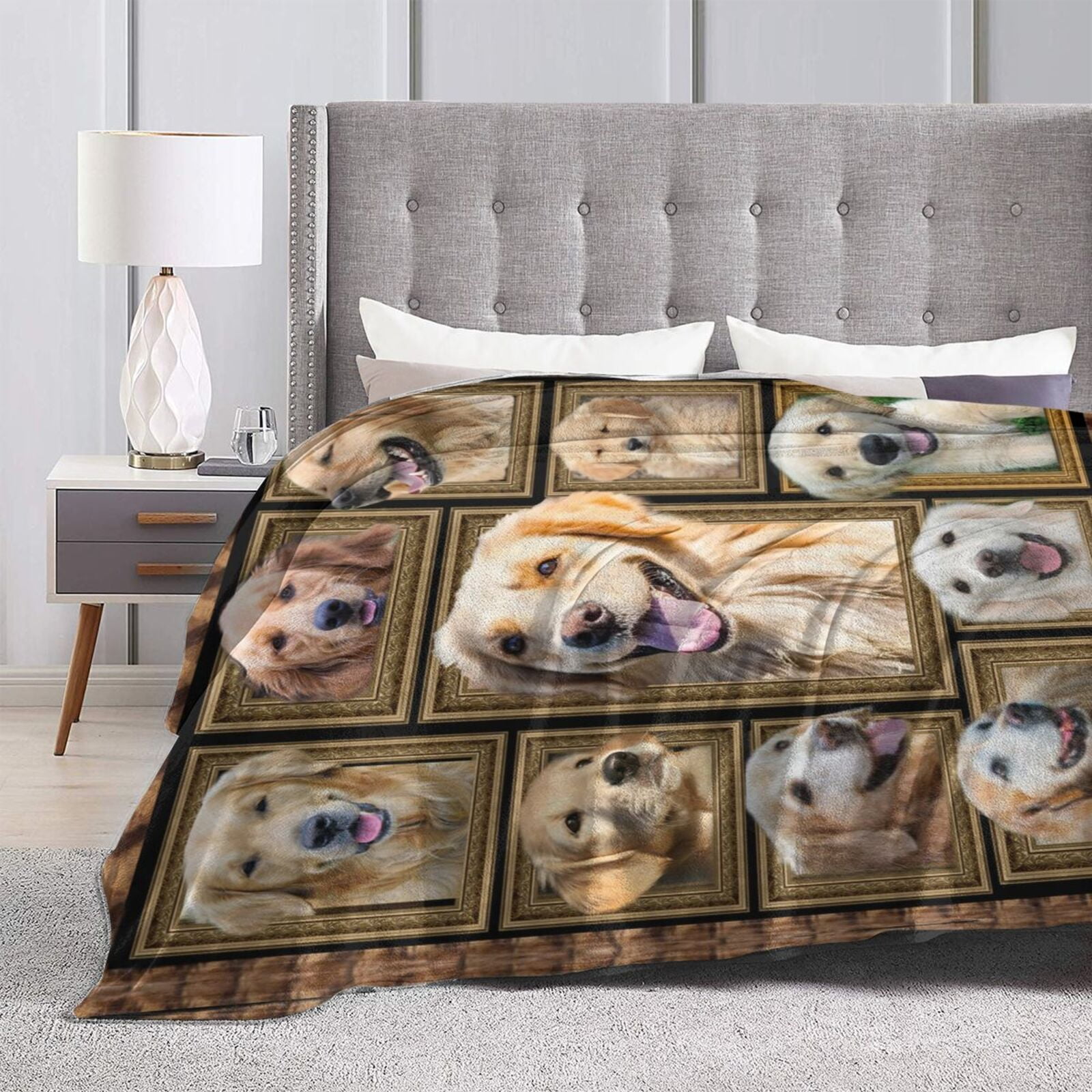 Wijzvio Golden Retriever Dog Throw Blanket Soft Fuzzy Fleece Blanket For Couch Bed Living Room Decoration 80"X60"