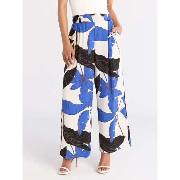Sofia Jeans Women's and Women's Plus Drape Wide Leg Pants, 27" Inseam, Sizes XS-4X