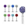 thumbnail image 1 of Internally Threaded Stainless Steel Labret Stud With Crystal Paved Ball, 16 Ga,5/16" (8Mm) Long,Clear, 1 of 1