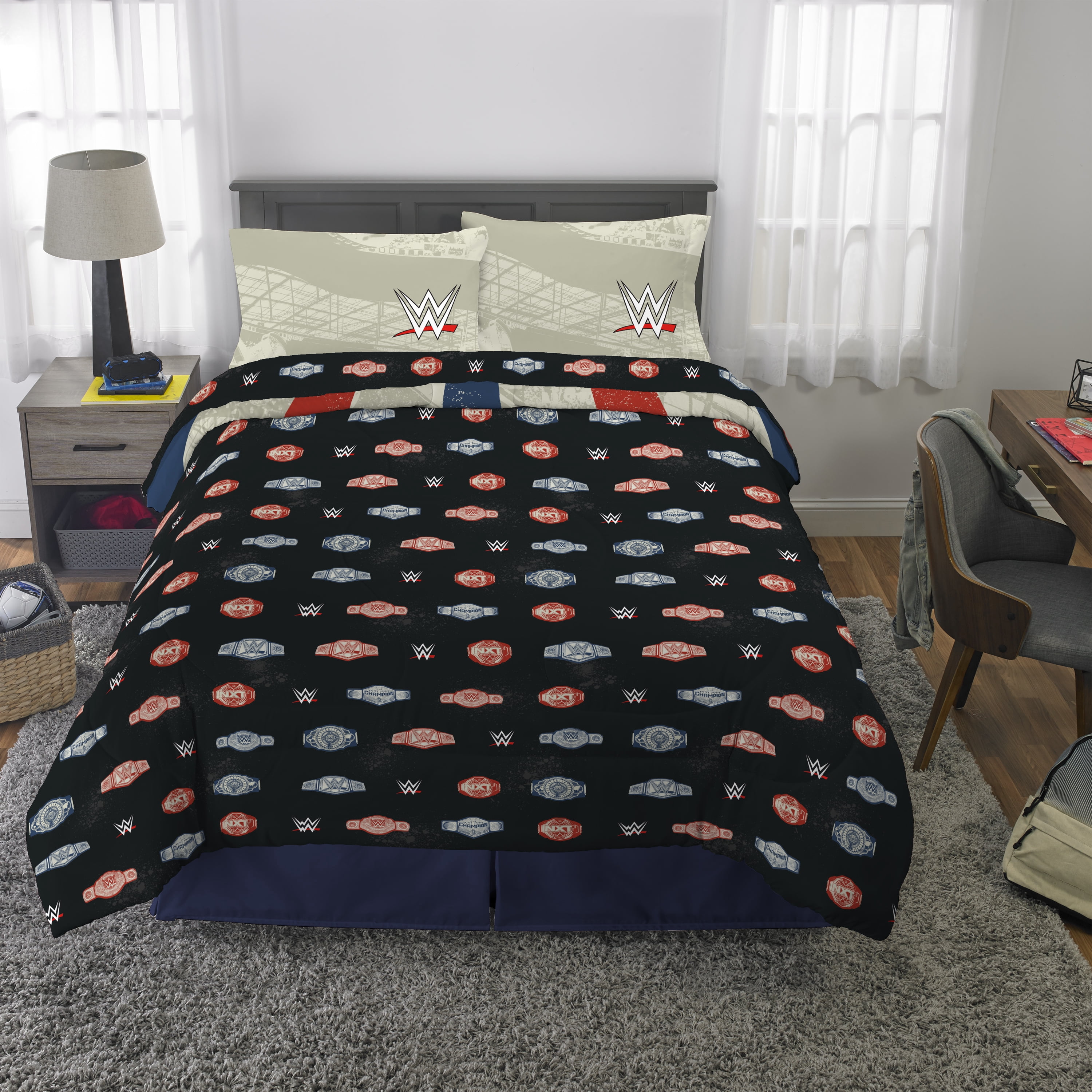 WWE Kids Full Bed in a Bag, 5Pc Bedding Set, Comforter and Sheets