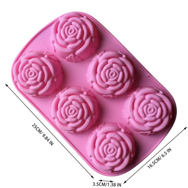 Pedty 1 molde de silicona para hornear 6 rosas conectadas, pastel de silicona, jabón de silicona, pastel de luna, disfraz de cocina, caramelo de chocolate