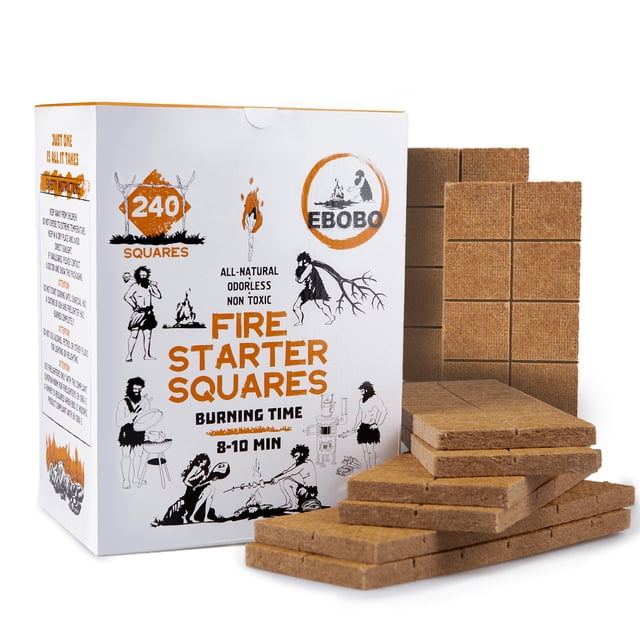 Fire Starter Cubes EBOBO, a base de cera natural, 240 unidades