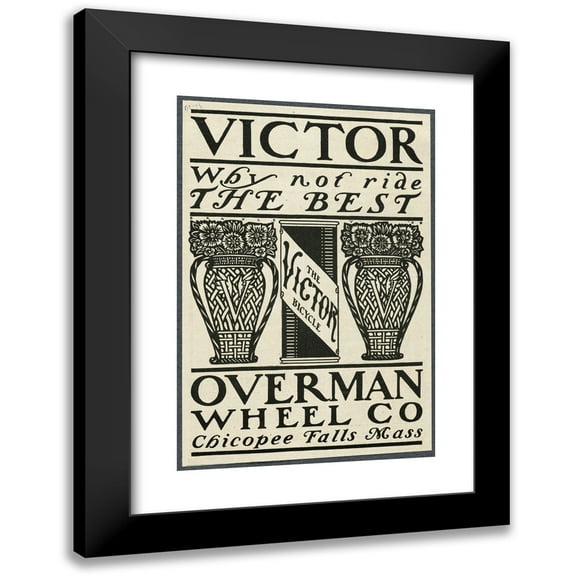 Will Bradley 11x14 Black Modern Framed Museum Art Print Titled - Victor Overman Wheel Co. (1899)
