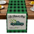 thumbnail image 2 of Burlap Table Runner 36 Inches Long,Farm Truck St. Patrick's Day Green Clovers Non-Slip Kitchen Table Runners for Dining Room Everyday Use Party Table Decorations Gold Coin Black Grid, 2 of 9