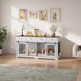 thumbnail image 3 of Garvee 71" Dog Crate Furniture for 2 Dogs, Large Kennel with 4 Storage Drawers, Metal Mesh Sliding Door and Movable Feeding Bowl - Multifunctional End Table & TV Stand for Living Room, 3 of 8