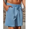 thumbnail image 2 of Pantalones cortos PINSPARK de algodón para hombre, casual, gimnasio, color azul claro, 2 of 6