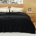 thumbnail image 6 of King Size Blanket for Bed - Super GentleSoft Cozy Blankets for Women, Cute Large Fleece Throws for Girls, Black，108x90 Inches, Wider Striped Design, 6 of 7