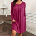 thumbnail image 6 of ClodeEU Women's Long Sleeve Round Neck Plus Size Sweater Dress,Elegant Loose T Shirt Swing Dress Hot Pink,Womens Plus XXXXL, 6 of 6