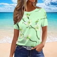 thumbnail image 2 of Szhihuiw Cute Tops for Women Summer Floral Print Crew Neck Short Sleeve Shirts Dressy Casual Blouses, 2 of 5