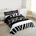 thumbnail image 3 of Feelyou Black Leopard Print Queen Comforter Set, Abstract Lines Stripes Bedding Set, 3pcs, 3 of 8
