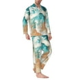 thumbnail image 2 of Naloa Ocean Wave Crash Men’s Pajamas Set - Long Sleeve Button Down Sleep Shirt and Pajama Bottoms Sleepwear Set-X-Large, 2 of 7